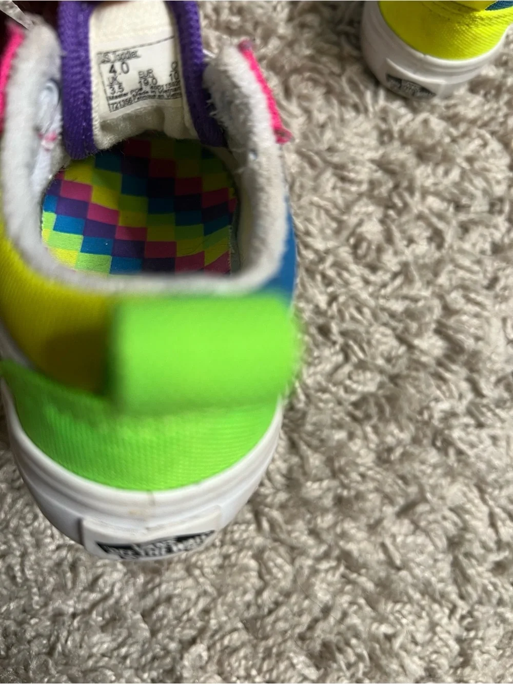 4 Vans Kids Pink & Blue Canvas Sneakers with Neon Accents